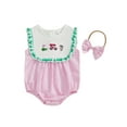 thumbnail image 2 of BemeyourBBs Baby Girl Golf Plaid Romper Frill Trim Sleeveless Bodysuit Headband, 2 of 9