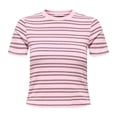 thumbnail image 1 of ONLY Camiseta de mujer - ONLLUPE STRIPE TEE, manga corta, cuello redondo, corte ajustado, rayas Rosa/Rojo XS (X-Small), 1 of 3