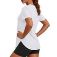 thumbnail image 5 of Womens Daily Short Sleeve T-Shirt Round Neck Loose Fit Casual Top White,L, 5 of 8