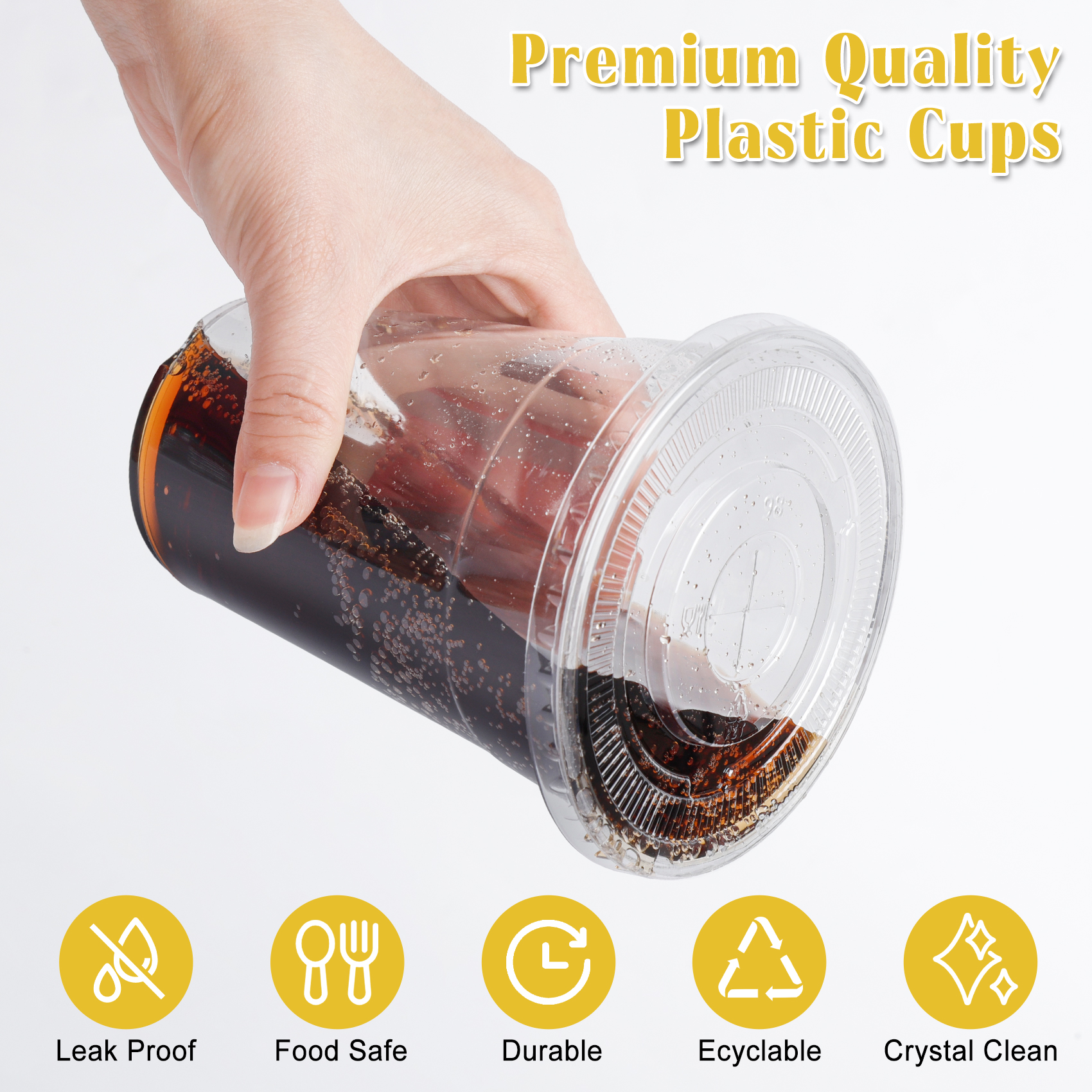 Treamon 20 oz Clear Plastic Cups with Lids and Straws, 100-Pack photo 4