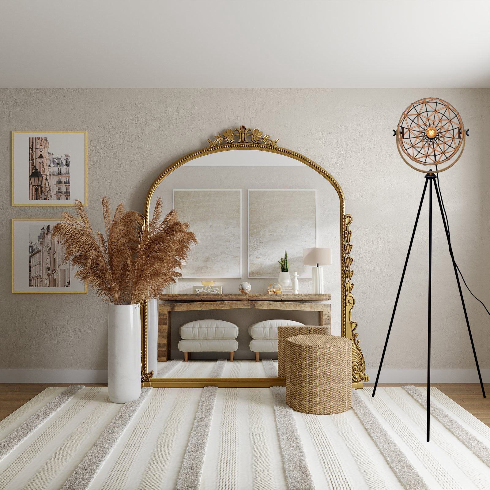 Tripod Floor lamp Novelty Unique Living Rooms Boho Shades Floor Lamp