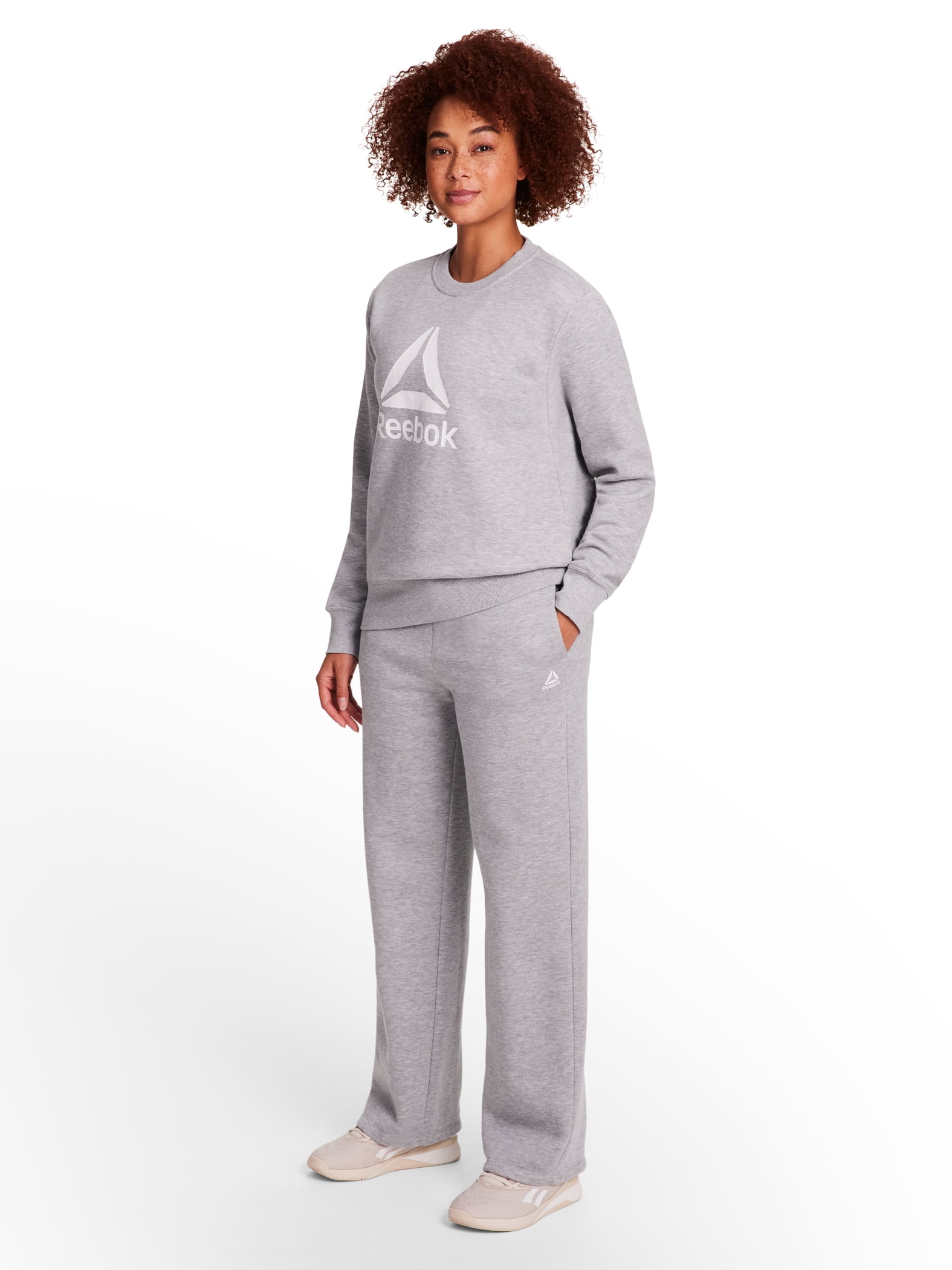 Reebok Women's and Women's Plus Sport Core Crewneck and Straight Leg Pant 2-Piece Set, Sizes XS-4X