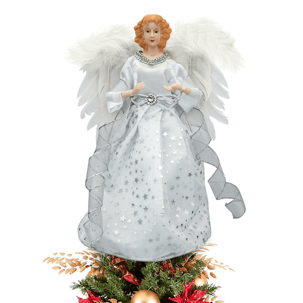 Angel Figure Decor, 12.6" Angel Christmas Tree Topper with Lights