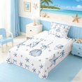 thumbnail image 3 of Manfei Blue White Seashell Starfish Bow Twin Sheet Sets for Kids Girls, Sea Animal Bedding 3pcs, 1 Flat Sheet, 1 Fitted Sheet and 1 Pillowcase, 3 of 6