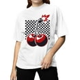 thumbnail image 2 of Explosive Cherries on Checkered Grid Women's T-shirt, 2 of 3