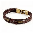 thumbnail image 4 of opvise Men Vintage Braided Faux Leather Stainless Steel Cuff Bangle Bracelet Wristband, 4 of 8