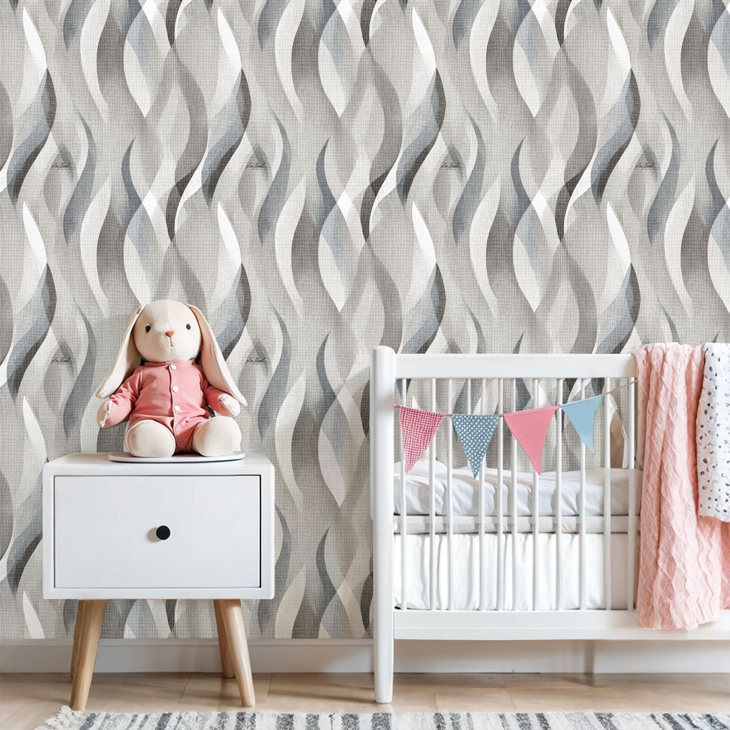 Peel and Stick Wallpaper Symmetrical Flowing Lines Elongated Abstract Monochrome Wall Mural 23.6in x 9.8ft Self Adhesive Removable Wall Paper Renter Friendly Wallpaper for Nursery Bedroom Cabinets