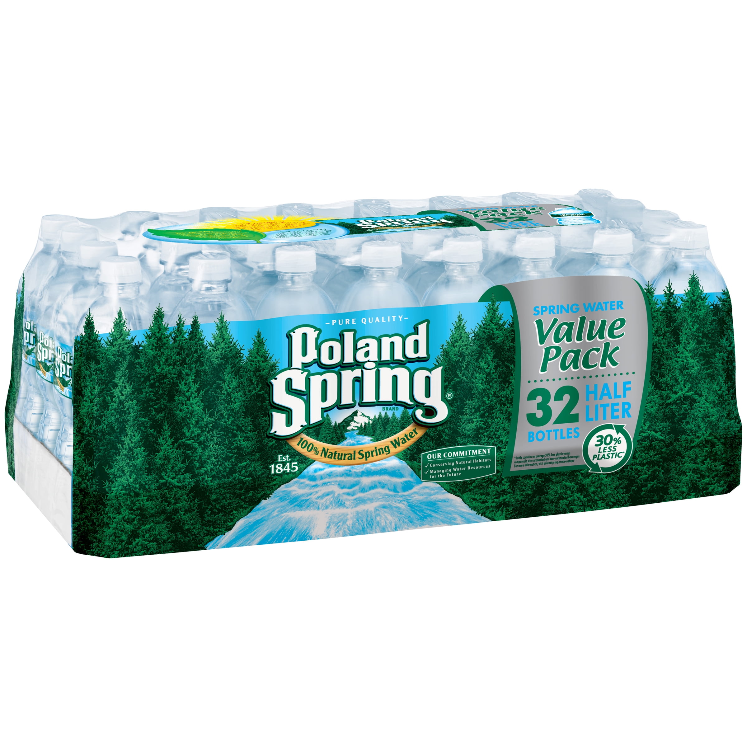 Poland Spring Natural Spring Water Value Pack, Half Liter, 32 Count