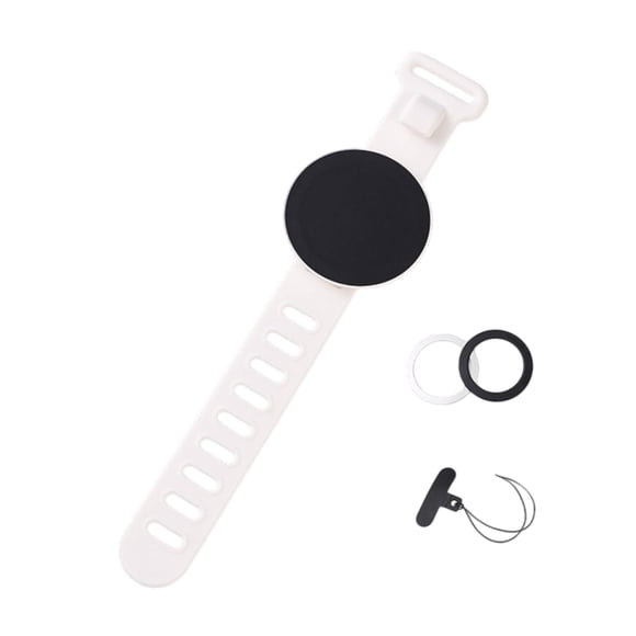 Soporte para teléfono de pulsera, brazalete giratorio para viajes. Blanco
