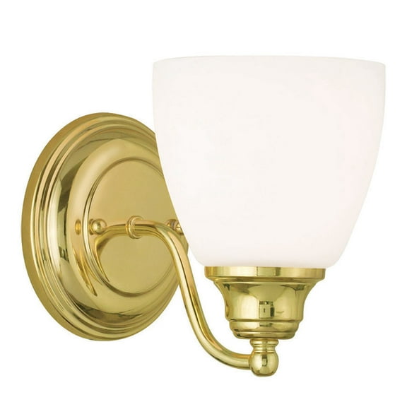 5.5 inch 1 Light Polished Brass Wall Sconce with White Glass Shade