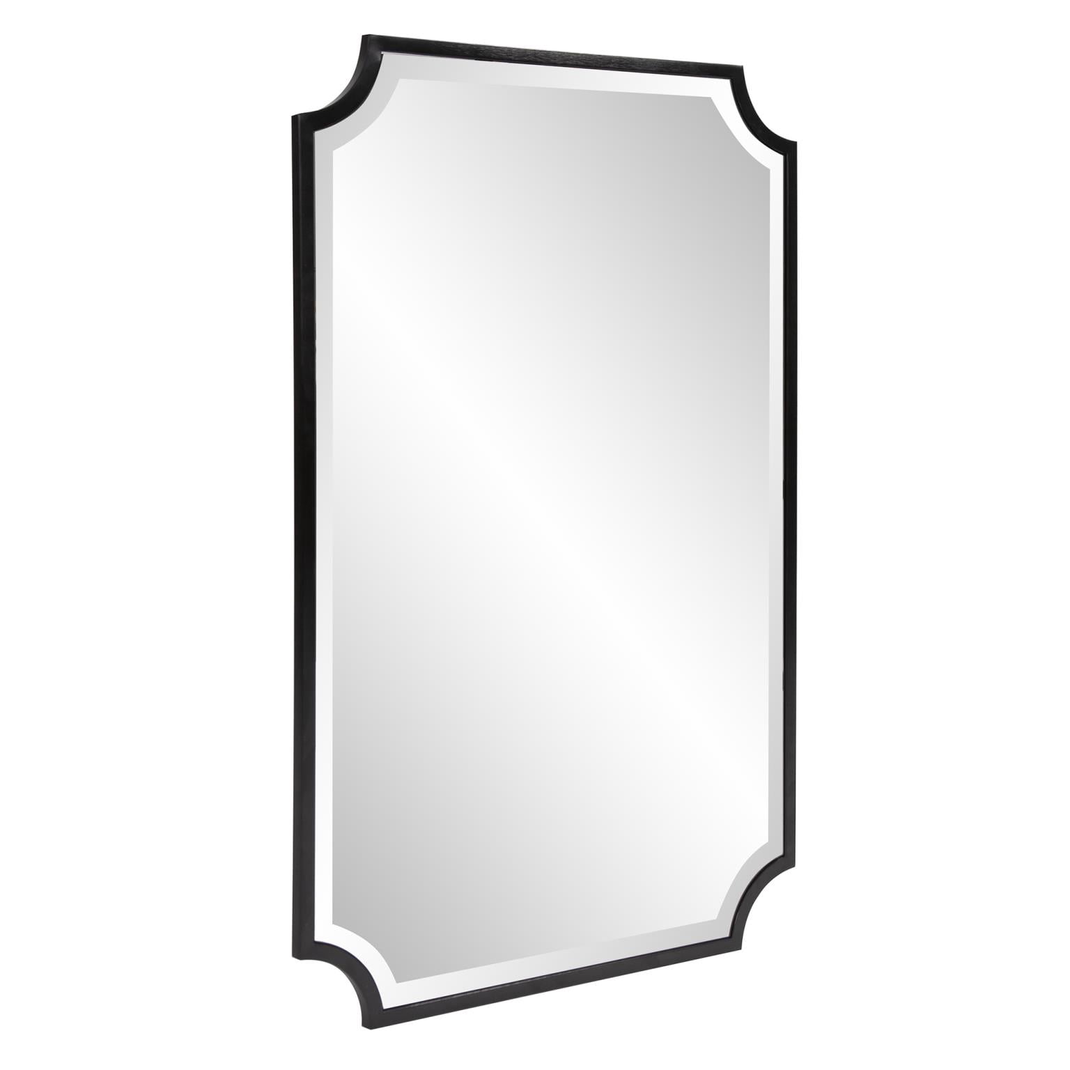 Tyler Dillon Black Rectangular Wall Mirror with Scooped Stainless Steel Frame - 24"W x 36"H