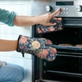 thumbnail image 2 of Pioneer Flower Kitchen Oven Mitt and Pot Holder Sets 2 Pcs for Baking, Cooking and Grilling, Heat Resistant Up To 392 °F, 2 of 7