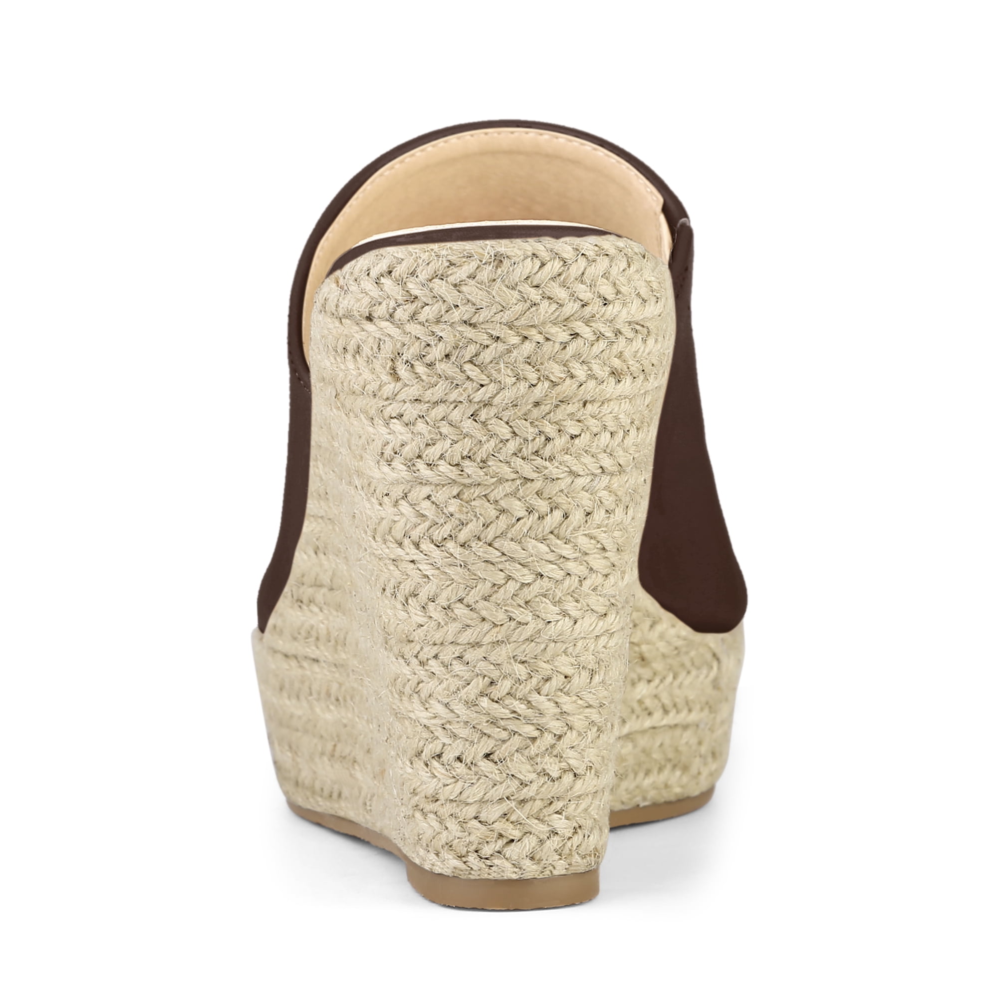 DARING DIVA Women's Slip on Platform Sandals Espadrilles Wedges Slides Mules Coffee 10