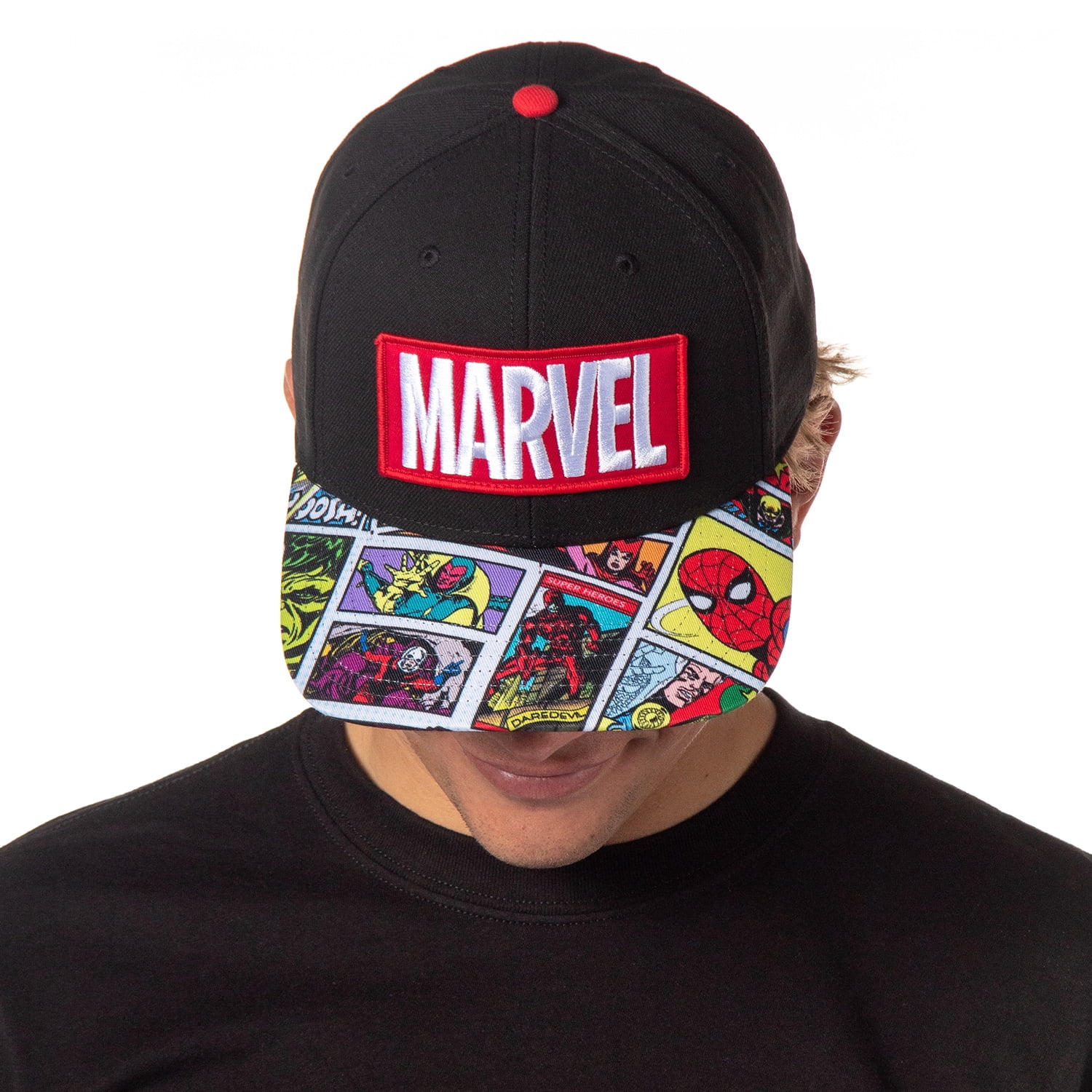 Marvel Hat For Men Vintage Comic Scenes Embroidered Marvel Logo Superhero Snapback Hat Cap