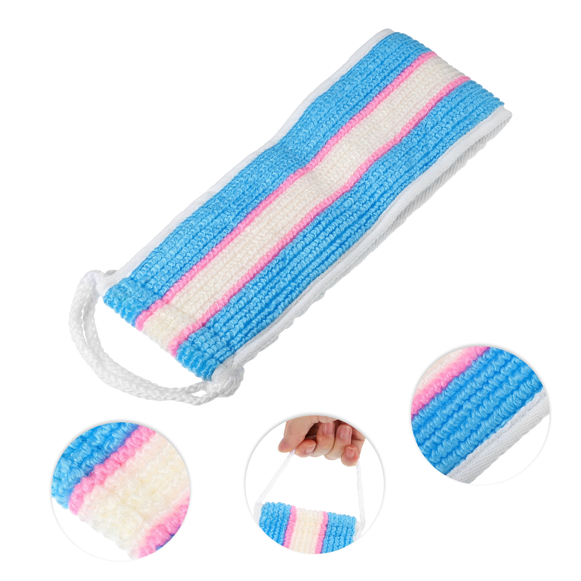 Unique Bargains Elasticity Body Scrub Towel Body Scrubber 21.06"x4.13" Blue