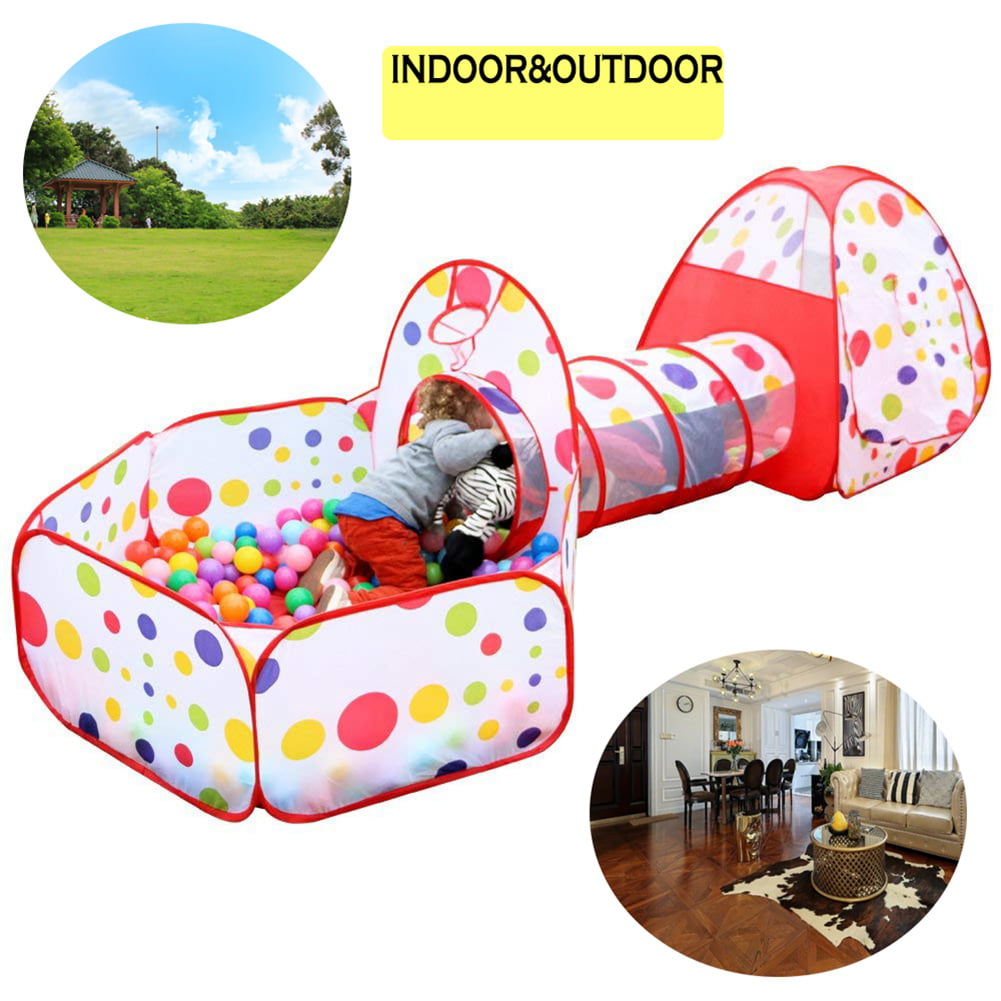 Portable Kids Indoor Outdoor Play Tent Crawl Tunnel Set 3 in 1 Ball Pit Tent US 