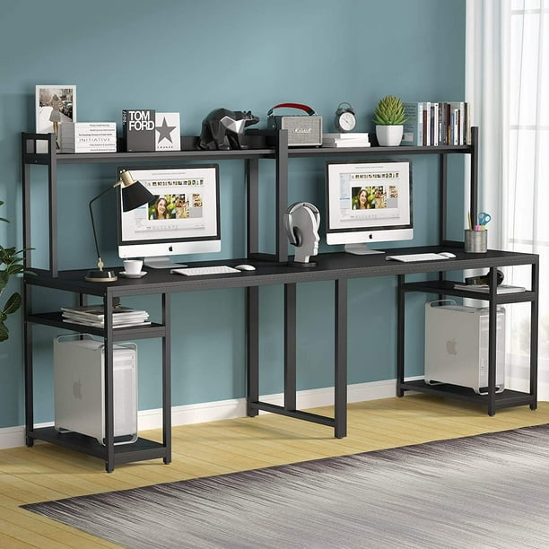 Two Person Computer Desk With Hutch, Home Office Desks For Two Persons