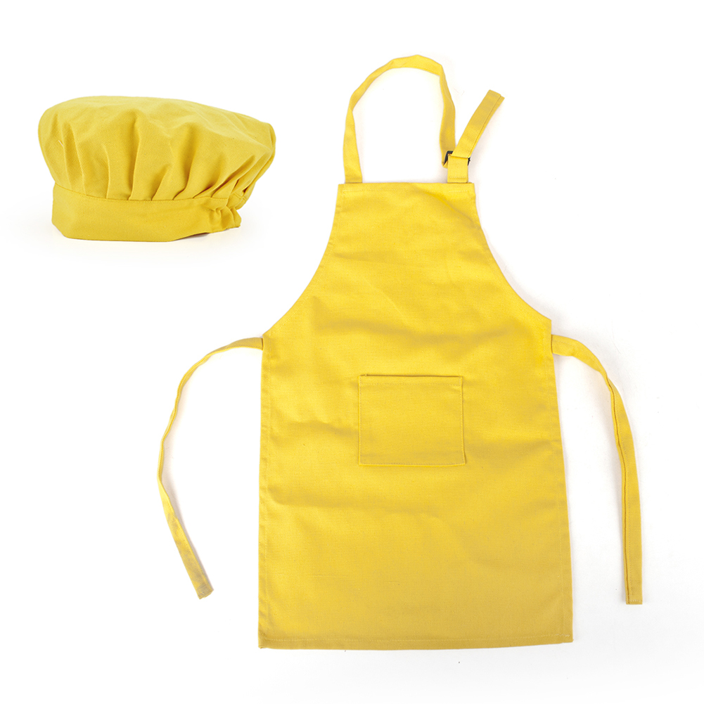 Opromo Cotton Canvas Painting Apron, Cooking Aprons and Chef Hat Set
