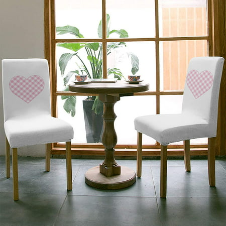 Valentines Dining Chair Covers Heart, Buffalo Plaid Dining Chair Covers