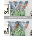thumbnail image 4 of Orange Navy Blue Coral Sheer Waterfall Valance Curtains for Window, Summer Beach Coastal Ocean Blue Wood Rod Pocket Sheer Topper Swag Curtains for Living Room, Kitchen 38.5"W x 47.2"L, 3 Panels, 4 of 7