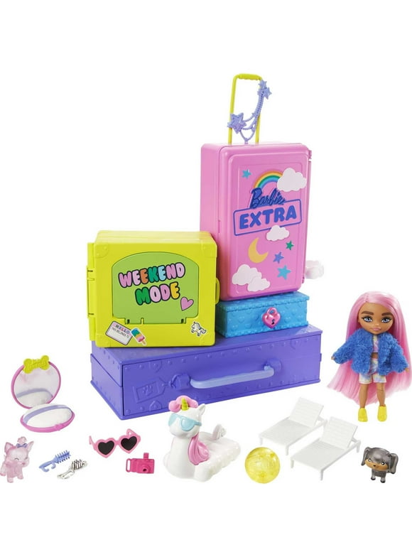 Barbie Extra Minis Pet Dollhouse, Travel Party Playset with Doll, Puppies & Accessories