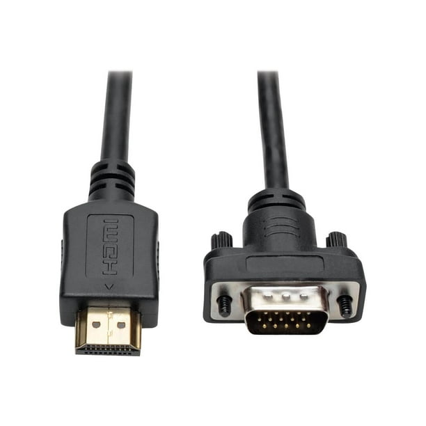 Eaton Tripp Lite Series (HDMI HD-15 (VGA) 10 ft HDMI to VGA Active Adapter Cable to Low-Profile HD15 M/M), (3.1 M) - Câble Adaptateur - HDMI Mâle vers Mâle - 10 Pi - Blindé - Noir - Vis à Molette - Câble Adaptateur - HDMI Mâle vers HD-15 (VGA) Mâle - Noir