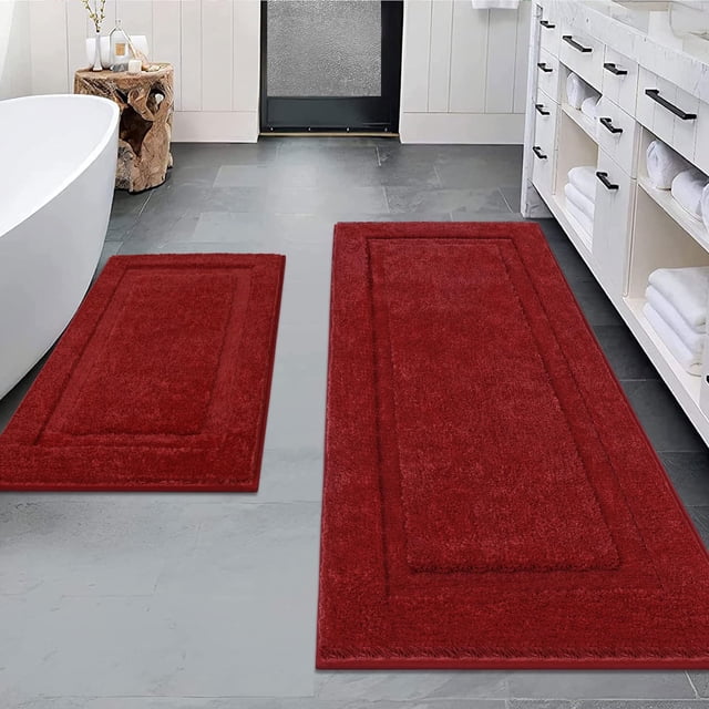 Juego de alfombras de baño SHACOS Red Christmas, 2 piezas, 80 x 50 cm + 120 x 50 cm