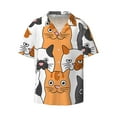 thumbnail image 2 of Lsque Funny Cats print Men's Cuban Collar Short Sleeve Shirt Summer Beachwear Casual Button Down Fashionable Vacation Leisure Shirt-Large, 2 of 7