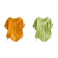 thumbnail image 1 of (Lot de 2) Rinsvye T-Shirt à Manches Longues pour Femmes, Col Roulé, Manches Raglan, Basique, Fendu, Ample, Manches Courtes, Décoration Décontractée, 1 of 4