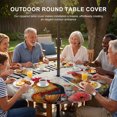 thumbnail image 3 of Round Outdoor Tablecloth with Umbrella Hole and Zipper, Farm Rooster Tablecloth with Elastic Waterproof, Country Vintage Barn Chicken Flowers Wooden Patio Table Covers for 55" - 60" Pool Tables, 3 of 9