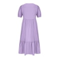 thumbnail image 4 of Abcnature Womens Maxi Dress, Women V-neck Loose Short Sleeve Solid Mid-Calf Dress, Swing Long Dress, Plus Size Summer Casual Long Dresses, Beach Party Dress Purple XL, 4 of 4