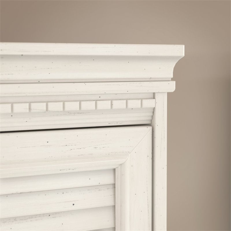 Bush Fairview L Shaped Computer Desk With Hutch In Antique White