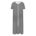 thumbnail image 5 of Fartey Womens Zipper Front Nightdress Long Robes Stars Print Short Sleeve Nightgowns Loose Casual Crew Neck Loungewear with Pockets Gray XL, 5 of 8