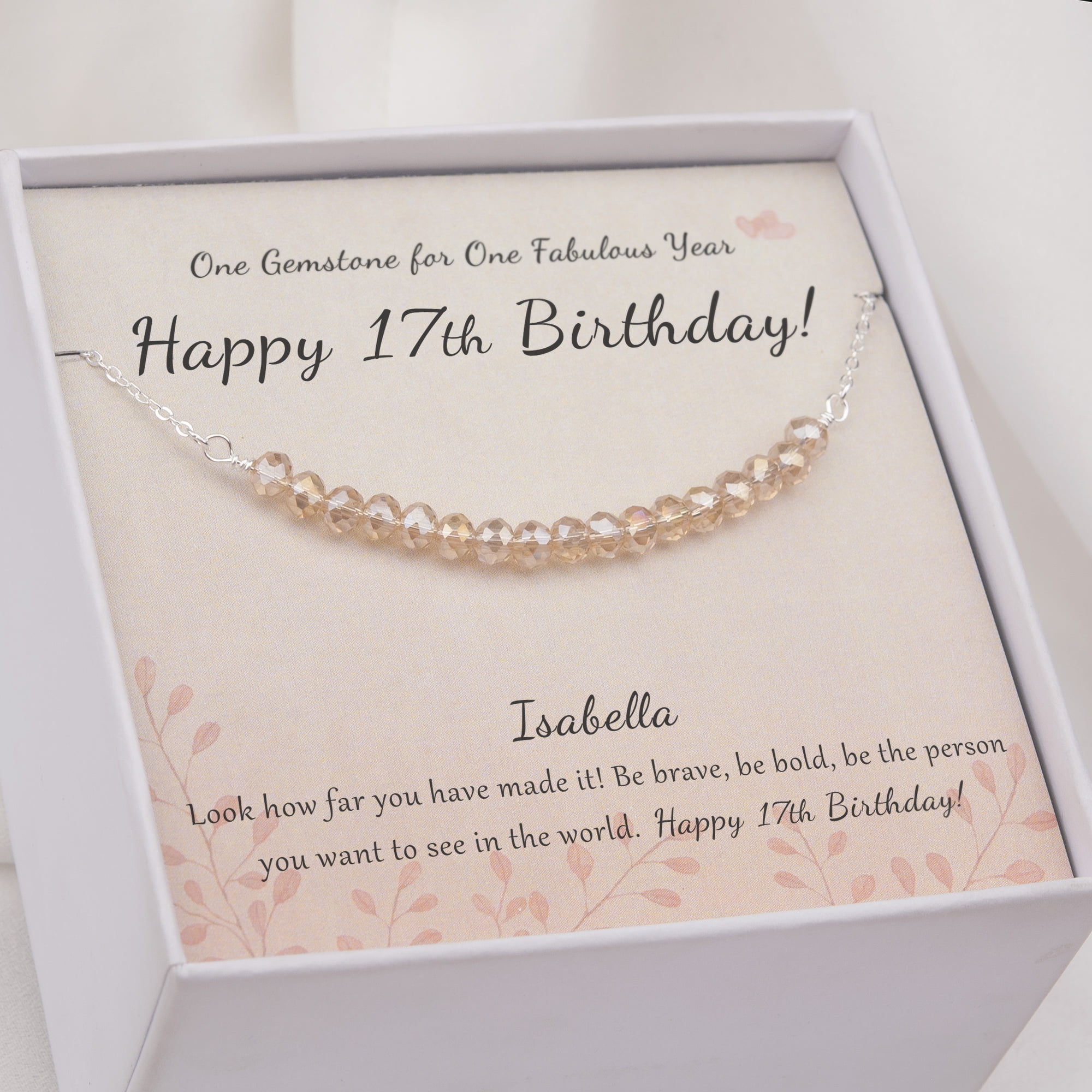 17th Birthday Gifts for Girls, Sterling Silver Beaded Bar Necklace, 17  Beads for 17 Year Old Girl, Jewelry Gift Idea for Daughter 17 