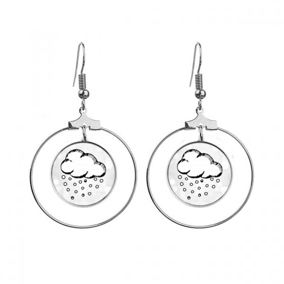 Hailstone Cloudy Hand Painted Pattern Earrings Dangle Hoop Jewelry Drop Circle
