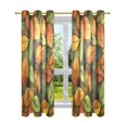 thumbnail image 7 of Yayeee Window Curtains Light Filtering 63"x42" Grommet Panel Pair Home Living Room Decor, Green Retro Leaves, 7 of 7