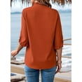 thumbnail image 4 of Womens Ruffle Short Sleeve Summer Tops Loose V Neck T-Shirt Dressy Casual Solid Blouses Orange S, 4 of 6