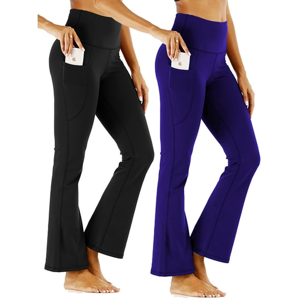 2 Pack Women's Bootcut Yoga Pants Solid Color High Waisted Bootleg