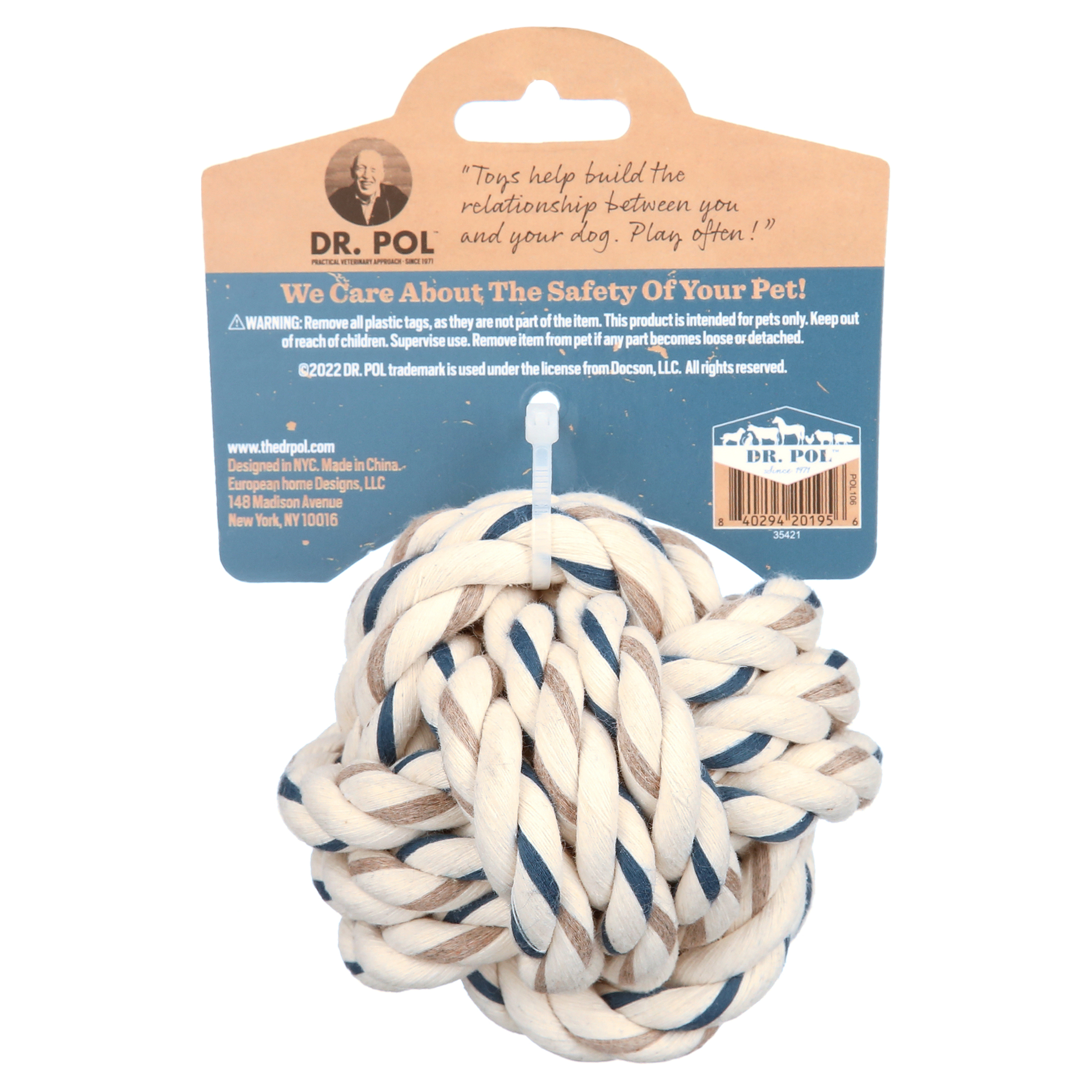 Dr. Pol Cotton Knotted Rope Ball Fetch Dog Toy