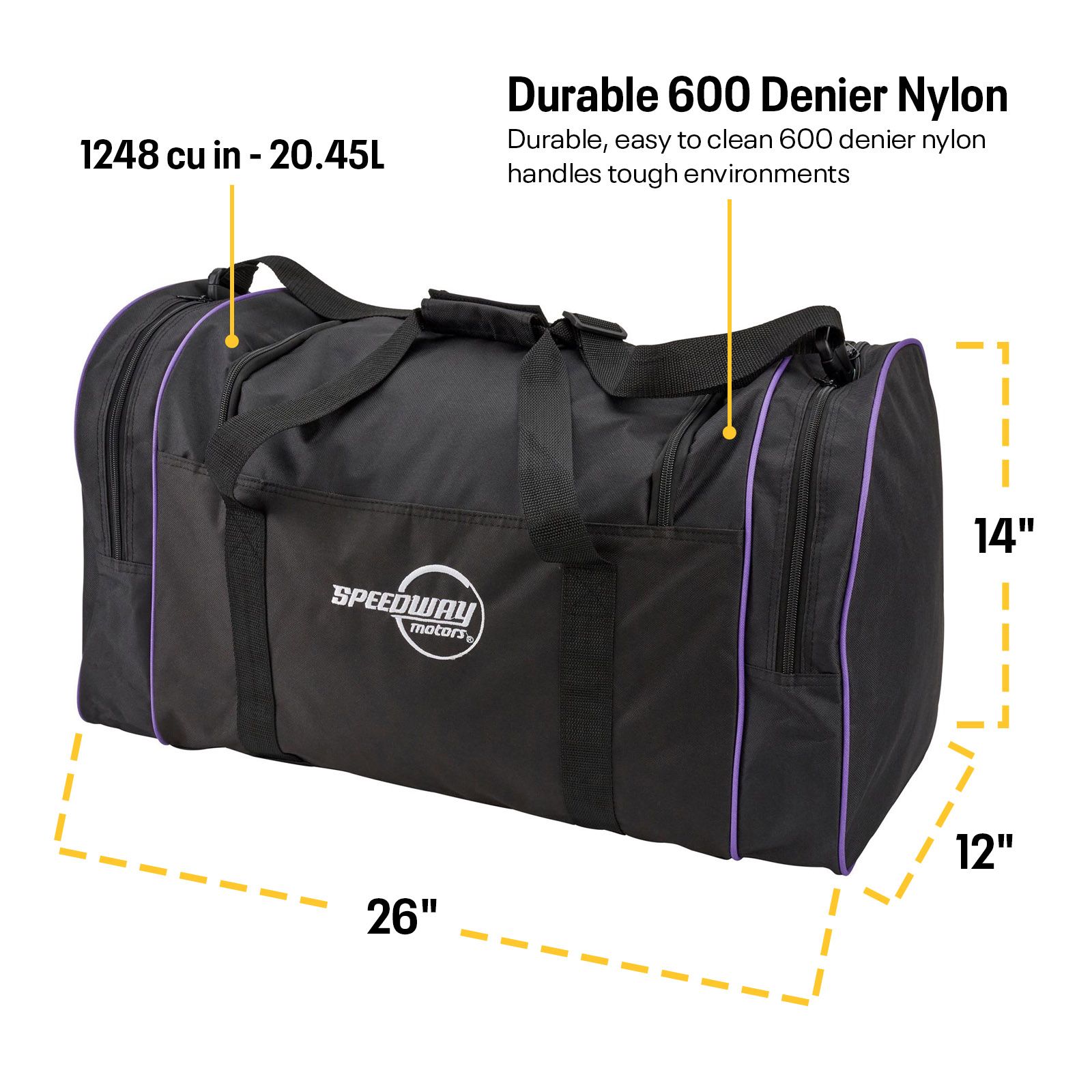 Speedway Motors 26.0'' Optimal Storage Gear Duffel Bag, Black