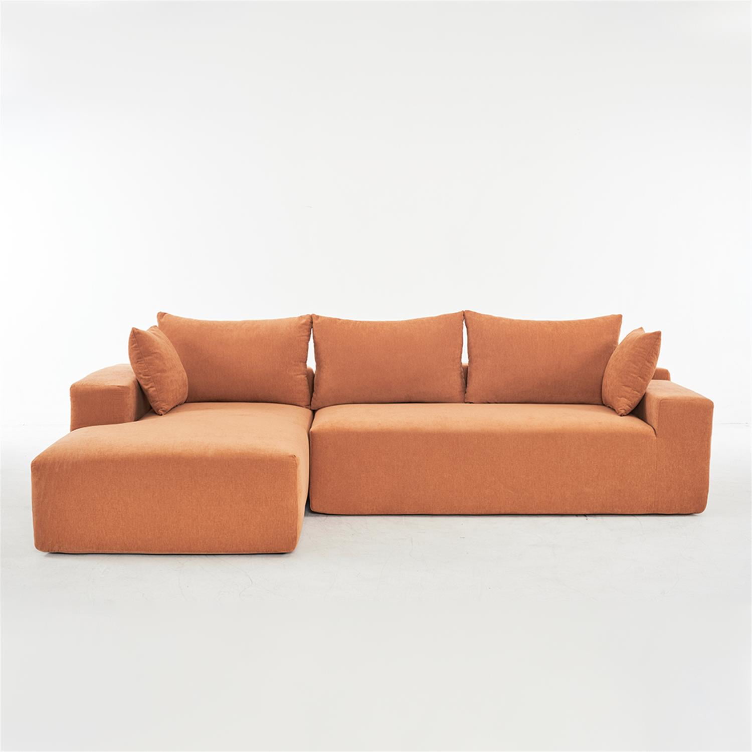 Demi Bonn 108"x68" Extra-Deep Modular Cloud Sofa - 4-Person Chenille Sleeper Couch for Living Room Furniture, No Assembly Needed, Orange