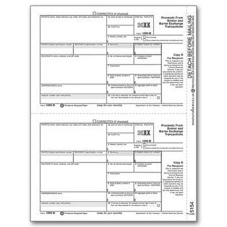 EGP IRS Approved 1099-B Laser Tax Form, Recipient Copy B, Quantity 100 Recipients