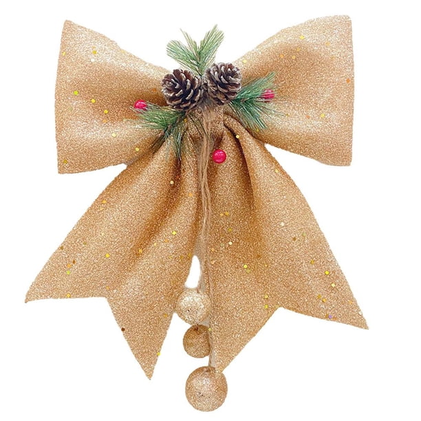 EZLIFE Adorno colgante para árbol de Navidad con lazo de polvo dorado para decoración del hogar ⭐щ US Y8Z4