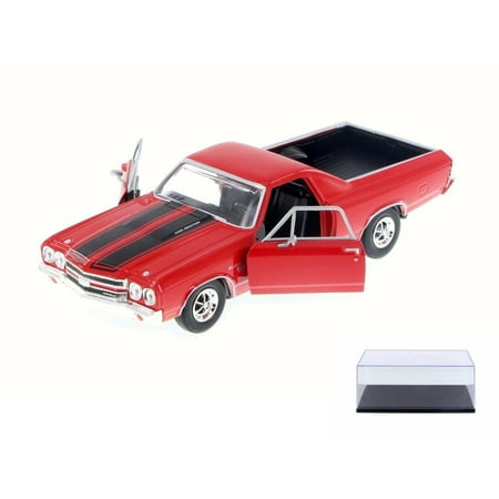 Diecast Car & Display Case Package - 1970 Chevy El Camino SS 396, Red - Motor Max 79347AC/R - 1/24 Scale Diecast Model Toy Car w/Display