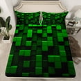 thumbnail image 3 of Feelyou Pixelate Miner Game Twin Sheet Sets, Check Video Games Twin Fitted Sheet, Gamepad Camo Black Green Flat Sheet, Breathable Home Decor, 3-Piece, 3 of 8