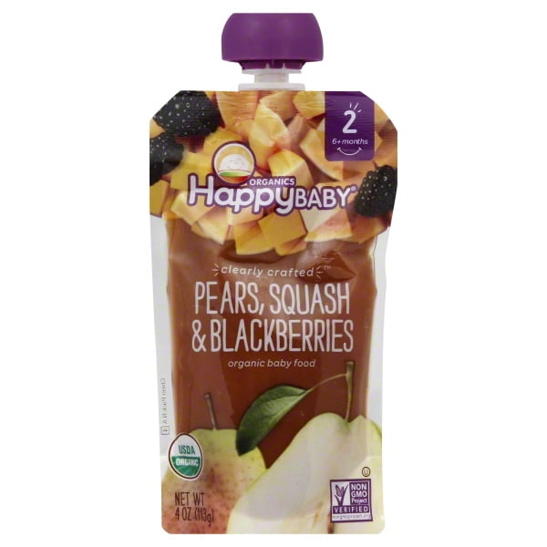 Happy Baby Organics Clearly Crafted Stage 2 Pears, Squash & Blackberries - 4oz