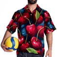 thumbnail image 4 of Cherry Men's Short Sleeve Spread Collar Hawaiian Shirts, Casual Printed Button Down Summer Beach Tops, Unisex Men's Shirts, 4 of 6