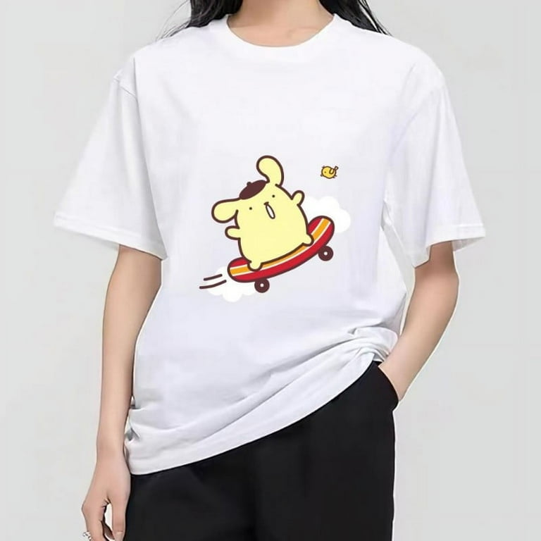 ★WAIKEI★ Bubble Pompompurin Graphic Short Sleeve T-shirt W MINISO Sanrio Pompompurin T Shirt Women Couple Combination