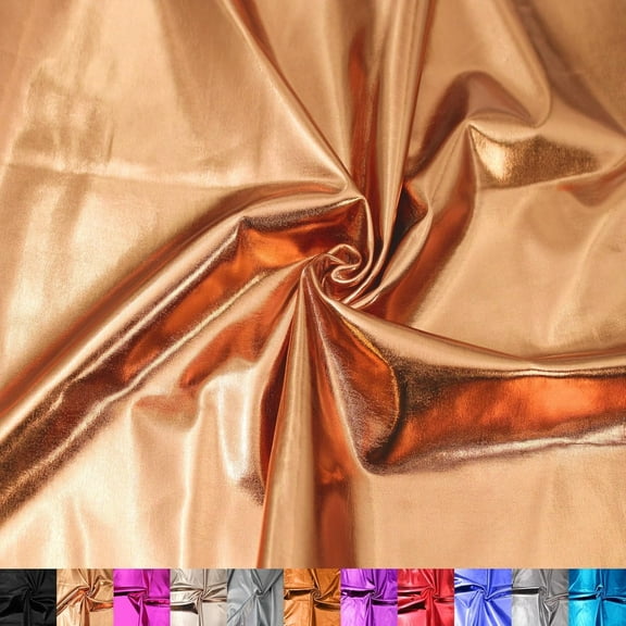 60" Wide Poly Spandex - Metallic Foil Stretch Fabric - Sold by the Yard - 185 GSM, Medium Weight, 2-Way Stretch - Apparel, Leggings, Dance Outfits, Party & DIY -Copper