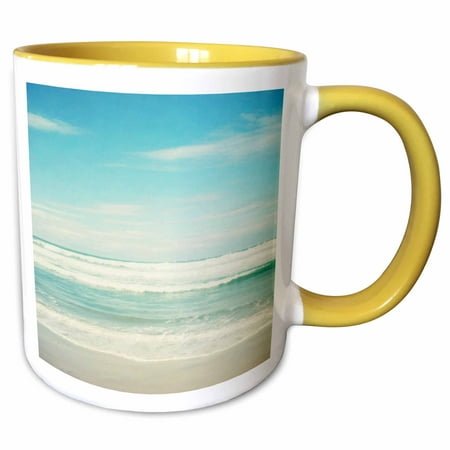 

3dRose Gentle Ocean Waves beach theme art - Two Tone Yellow Mug 11-ounce